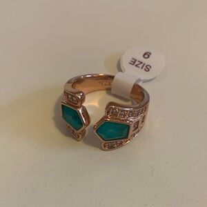 Elegant Rose Gold and Aqua chalcedony Ring